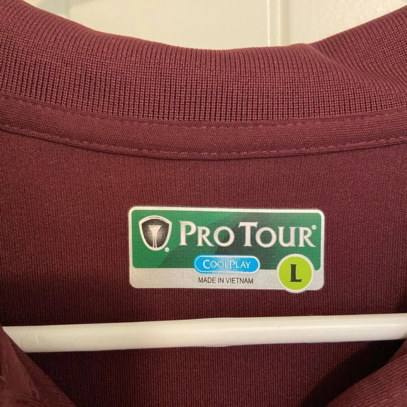 NWOT | ProTour men’s cool play burgundy patterned‎ long sleeve polo — large - Picture 4 of 6